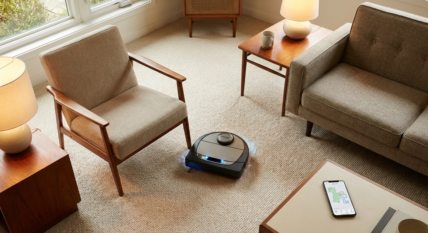 Saugroboter navigiert intelligent um Möbel