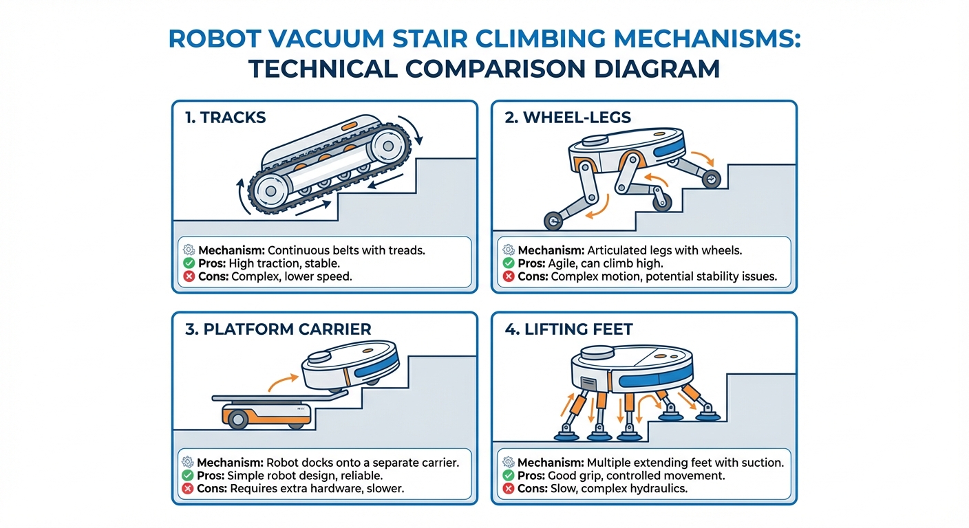 Vier verschiedene Technologien zum Treppensteigen im Vergleich